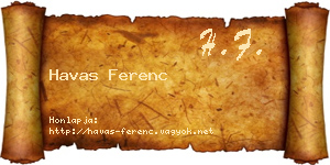 Havas Ferenc névjegykártya